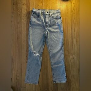 Madewell women’s Perfect Vintage Crop Jeans Distressed Light Wash Size 28